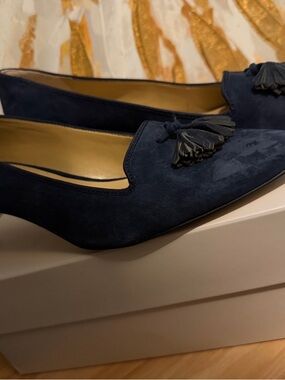 Ann Taylor Navy Suede Tassel Loafers